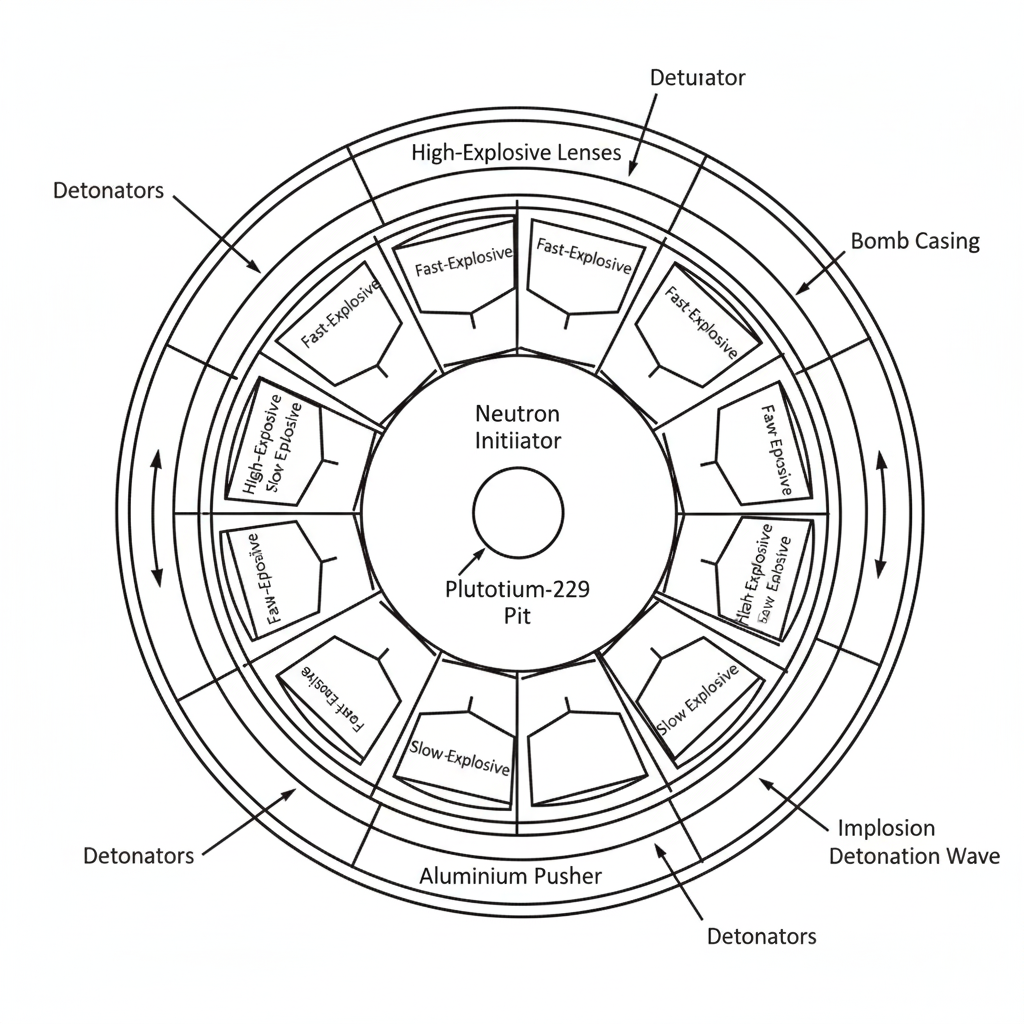 Fat Man Implosion Design Schematic - Plutonium Core Compression