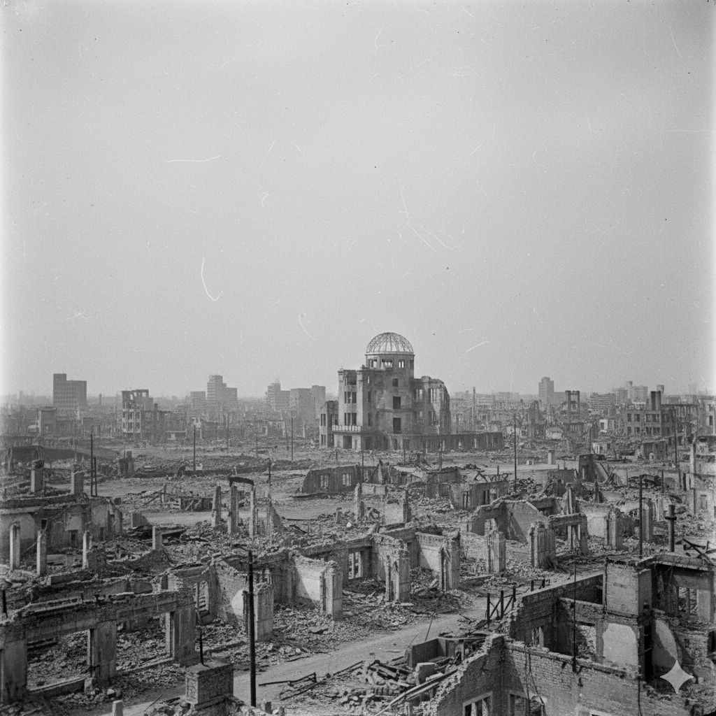 Hiroshima Devastation After Little Boy Atomic Bomb