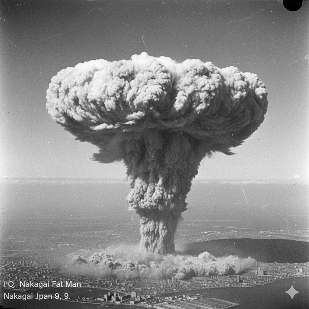 Nagasaki Mushroom Cloud Fat Man Atomic Bomb