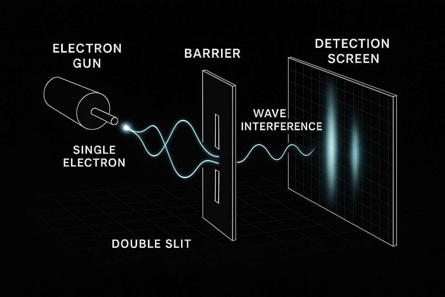 Double-slit experiment showing wave interference pattern